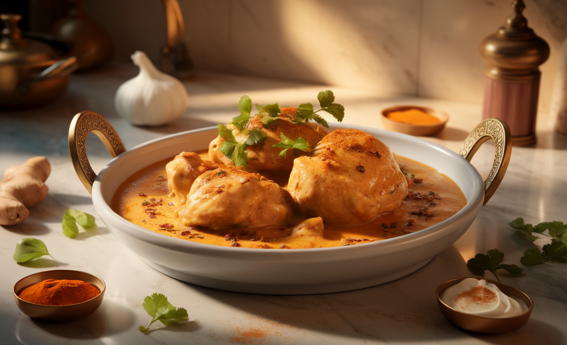 Juicy Chicken Malai Tikka skewers grilled to perfection with creamy marinade and garnished with herbs